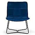 Glamour Home Aurele Velvet Fabric Accent Chair With Metal Legs, Blue
