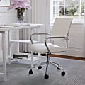 Martha Stewart Piper Faux Leather Upholstered Mid-Back Executive Office Chair, White/Polished Nickel 1 thumbnail image