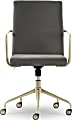 Elle Décor Giselle Modern Ergonomic Fabric Mid-Back Home Office Desk Chair, Light Gray/Gold