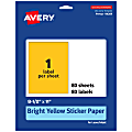 Avery® Printable Sticker Paper, 94269-BYP80, Rectangle, 8-1/2" x 11", Matte Bright Yellow, Pack of 80 1 thumbnail image