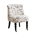 Monarch Specialties Traditional Slipper Accent Chair, Vintage French Script Off-White/Black 1 thumbnail image