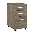 Bush® Business Furniture Hybrid 3-Drawer Mobile File Cabinet, Modern Hickory, Standard Delivery