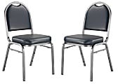 National Public Seating Dome-Back Stacking Banquet Chairs, Vinyl, Midnight Blue/Silvervein, Set Of 2