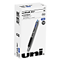 uni-ball® 207™ Retractable Fraud Prevention Gel Pens, Medium Point, 0.7 mm, Black Barrels, Blue Ink, Pack Of 12