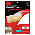 3M™ White Weatherproof Laser Address Labels, 3800-B, 1" x 2 5/8", Pack Of 300