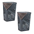 Mind Reader 60L Slim Laundry Hamper Clothes Basket Ventilated with Lid, 23-1/2"H x 13-3/4"W x 17-1/4"L, Gray, Set of 2