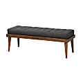 Baxton Studio 9302 Bench, 17-1/2"H x 47-1/4"W x 17-1/2"D, Dark Gray/Walnut