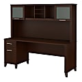 Bush Furniture Somerset Office Desk With Hutch, 72"W, Mocha Cherry, Standard Delivery 1 thumbnail image