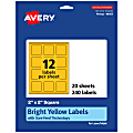 Avery® Print-To-The-Edge Labels With Sure Feed® Technology And Easy Peel®, 94107-BYP20, Square, 2" x 2", Matte Bright Yellow, Pack of 240 1 thumbnail image