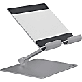 DURABLE Rise Tablet Stand, Up to 13" Screen Support, 2.20 lb Load Capacity, 8.07"H x 6.69"W x 5.39"D, Tabletop, Aluminum, Silver 1 thumbnail image