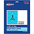 Avery® Printable Labels With Sure Feed® Technology, 94117-BBP20, Cigar, 2-3/8" x 8", Matte Bright Blue, Pack of 60 1 thumbnail image