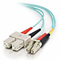 C2G 1m LC-SC 10Gb 50/125 Duplex Multimode OM3 Fiber Cable - Aqua - 3ft - Patch cable - LC multi-mode (M) to SC mult - 33051 1 thumbnail image
