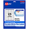 Avery® Waterproof Permanent Labels With Sure Feed®, 94221-WMF25, Rectangle, 1" x 2-1/2", White, Pack Of 600 1 thumbnail image
