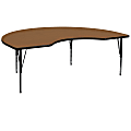 Flash Furniture Kidney Thermal Laminate Activity Table With Short Height-Adjustable Legs, 25-1/8"H x 96"W x 48"D, Oak 1 thumbnail image