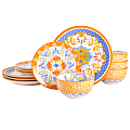 Gibson Laurie Gates Tierra Mosaic 12-Piece Round Stoneware Dinnerware Set, Yellow
