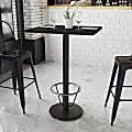 Flash Furniture Rectangular Laminate Table Top With Round Bar Height Table Base And Foot Ring, 43-3/16”H x 24”W x 30”D, Black 1 thumbnail image