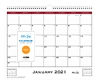 Blue Sky™ Monthly Wire Wall Calendar, 12" x 15", Classic Red, January To December 2021, 111292