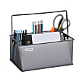 Mind Reader 4-Compartment Utensil or Supply Caddy with Handle, 4-3/4"H x 7"W x 10"L, Grey 1 thumbnail image