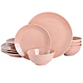 Gibson Elite Ramapo 12-Piece Stoneware Dinnerware Set, Soft Coral Speckle 1 thumbnail image