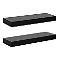 Kate and Laurel Havlock Wall Shelves, 2-1/4"H x 24"W x 8"D, Black, Set Of 2 Shelves