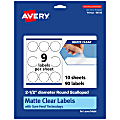 Avery® Permanent Labels With Sure Feed®, 94516-CMF10, Round Scalloped, 2-1/2", Matte Clear, Pack Of 90 1 thumbnail image