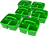 Storex Small Plastic Caddies, 5-1/4"H x 9-1/4"W x 9-1/4"D, Green, 6 Pack