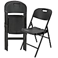 Elama Indoor And Outdoor Rattan Folding Chairs, Black, Pack Of 4 Chairs