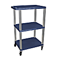 H. Wilson Plastic Utility Cart With Electrical Assembly, 42 1/2"H x 24"W x 18"D, Topaz Blue