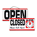 Advantus "Open/Closed" Sign With Clock, 6" x 11 1/2"