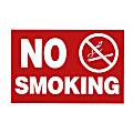 Advantus "No Smoking" Wall Sign, 12" x 8", Red/White