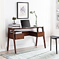 SEI Furniture Clyden Midcentury Modern 49"W Writing Desk With Storage, Dark Tobacco 1 thumbnail image