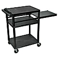 H. Wilson Audio/Visual Cart With Side Shelf And Electrical Assembly, 34"H x 24"W x 18"D, Black