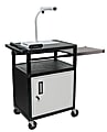 H. Wilson Audio/Visual Cart With Side Shelf And Electrical Assembly, Locking Cabinet, 34"H x 24"W x 18"D, Black/Gray