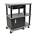 H. Wilson 42" Presentation Station, With Locking Drawer And Cabinet, 42"H x 18"W x 36"D, Gray/Black