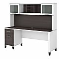 Bush® Furniture Somerset 72"W Office Desk With Hutch, Storm Gray/White, Standard Delivery