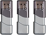 PNY Turbo Attaché 3 USB 3.0 Flash Drive, 64 GB, Silver, Pack Of 3 1 thumbnail image