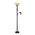 Lalia Home Torchiere Floor Lamp With Reading Light, 71"H, Restoration Bronze/Amber