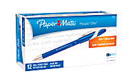 Paper Mate® FlexGrip Elite™ Ballpoint Stick Pens, Fine Point, 0.8 mm, Blue Barrel, Blue Ink, Pack Of 12