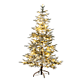 Nearly Natural 6’H Pre-Lit Artificial Flocked Woodland Fir Christmas Tree With 150 Warm White LED Lights, 72”H x 36”W x 36”D, Green 1 thumbnail image