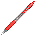 Pilot G2 Retractable Gel Pens, Ultra Fine Point, 0.38 mm, Clear Barrels, Red Ink, Pack Of 12