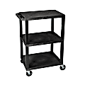 H. Wilson 3-Shelf Plastic Specialty Utility Cart, 34"H x 24"W x 18"D, Black Shelves/Black Legs