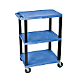 H. Wilson 3-Shelf Plastic Specialty Utility Cart, 34"H x 24"W x 18"D, Blue Shelves/Black Legs 1 thumbnail image
