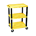 H. Wilson 3-Shelf Plastic Specialty Utility Cart, 34"H x 24"W x 18"D, Yellow Shelves/Black Legs