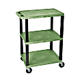 H. Wilson 3-Shelf Plastic Specialty Utility Cart, 34"H x 24"W x 18"D, Green Shelves/Black Legs 1 thumbnail image