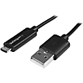 StarTech.com 1m 3ft Micro-USB Cable with LED Charging Light - M/M - USB to Micro USB Cable - First End: 1 x Type A Male USB - Second End: 1 x Type B Male Micro USB - 60 MB/s - Shielding - Nickel Plated Connector - Black