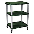 H. Wilson 3-Shelf Plastic Specialty Utility Cart, 34"H x 24"W x 18"D, Hunter Green Shelves/Nickel Legs 1 thumbnail image