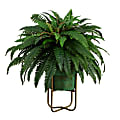 Nearly Natural 31”H Artificial Boston Fern In Patina Metal Planter With Stand, 31”H x 37”W x 37”D, Green 1 thumbnail image