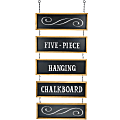 Excello Hanging 5-Piece Magnetic Chalkboard Sign, 32-1/2" x 15-3/4", Black, Brown Wood Frame 1 thumbnail image