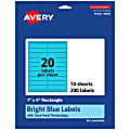 Avery® Printable Labels With Sure Feed® Technology, 94202-BBP10, Rectangle, 1" x 4", Matte Bright Blue, Pack of 200 1 thumbnail image