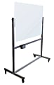 U Brands® Double-Sided Magnetic Dry-Erase Whiteboard With Rolling Easel, Glass, Frameless, 48" x 40"